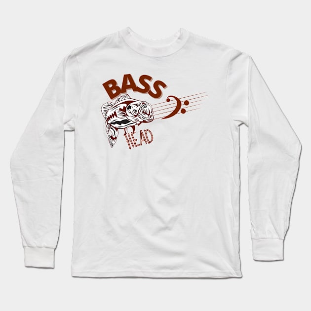 BASS HEAD BASS PLAYER  BASS NOTE DESIGN Long Sleeve T-Shirt by DAZu